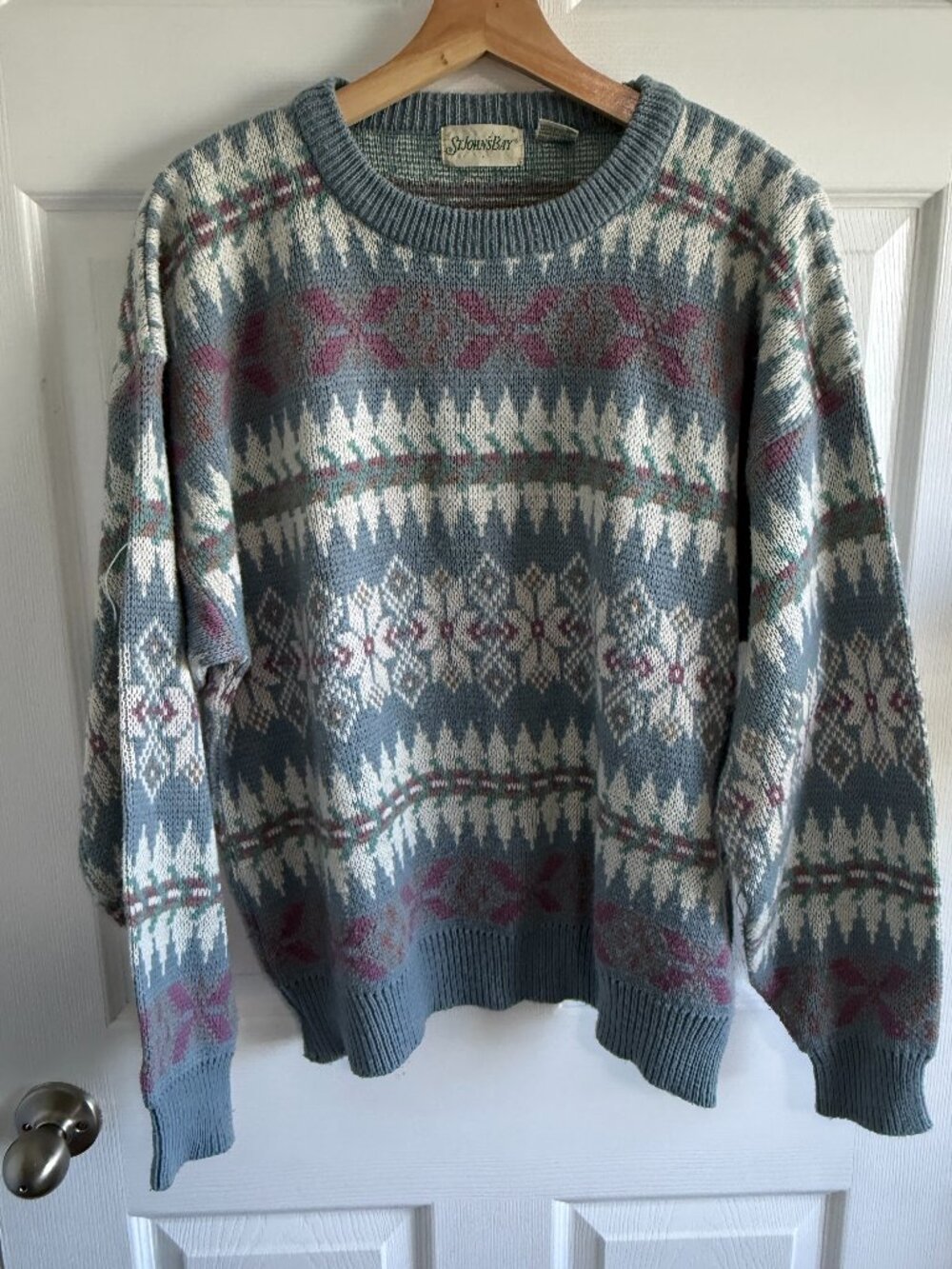 Vintage St. John's Bay Knit  Fair Isle Crewneck Sweater Size Large